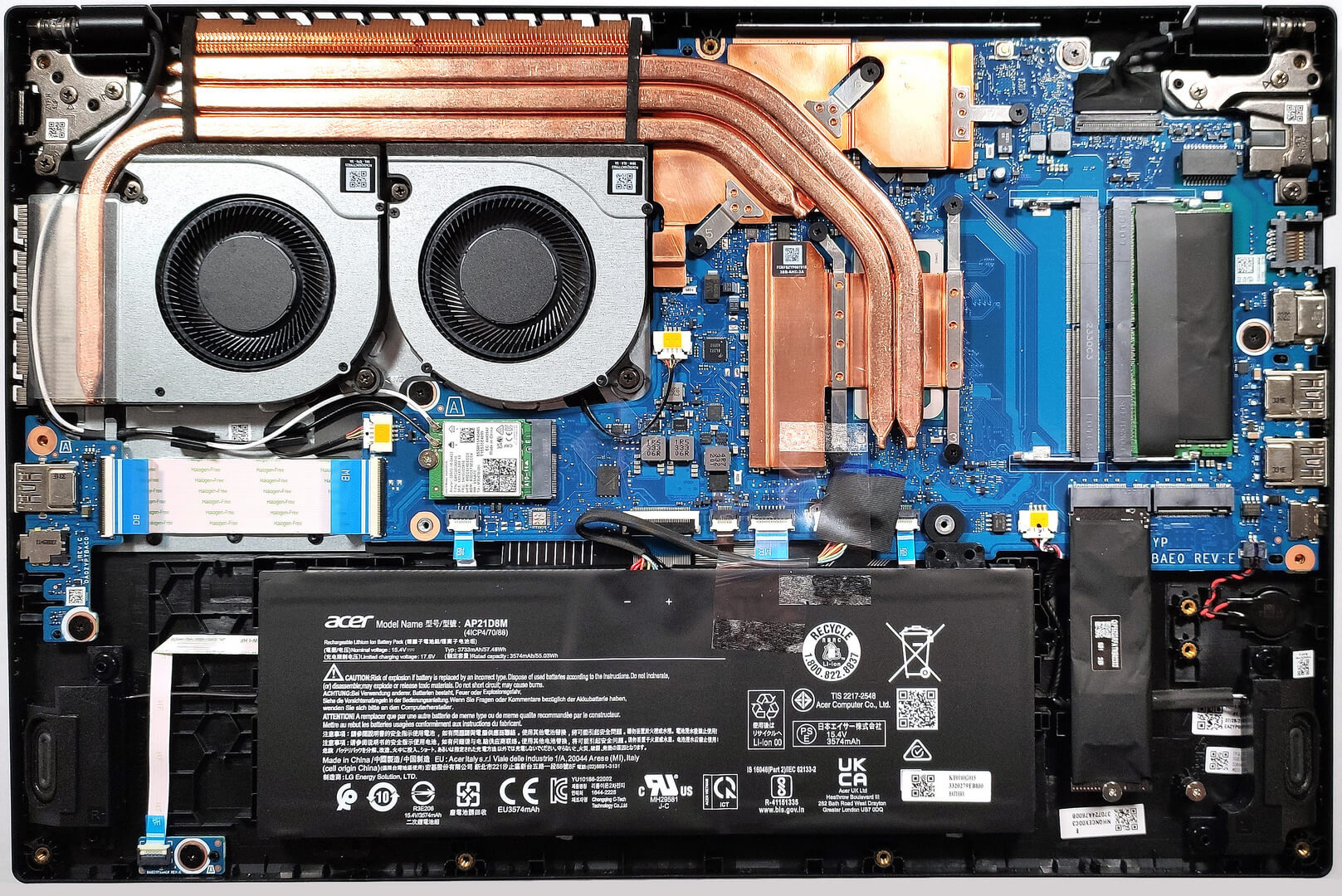 Internal Photo of Acer Aspire Vero 16 AV16-51, AV16-51P, Nitro V15 ANV15-51, FUN S50-54, black backlit US keyboard (ACER ANV15-51)